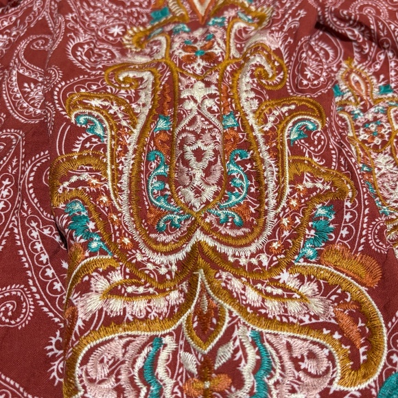 Savanna Jane Women's Long Sleeve Peasant Blouse Top Sz M Embroidered Boho Gypsy - Picture 3 of 8